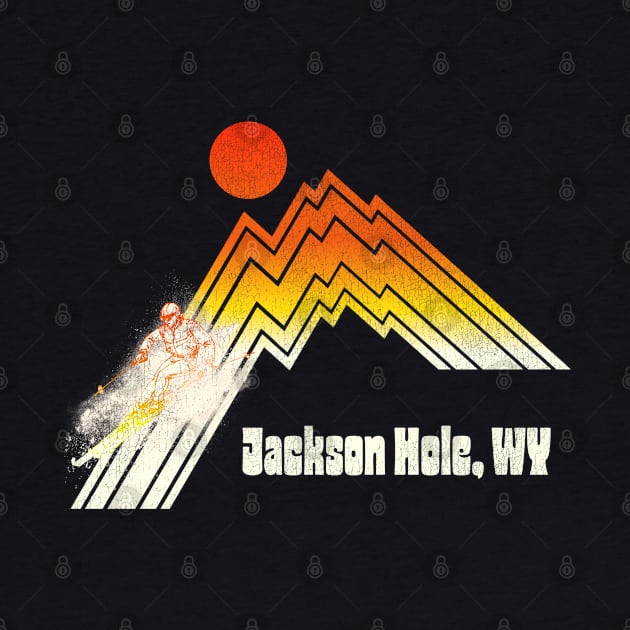 Jackson Hole Wyoming 70s/80s Retro Souvenir Style Skiing by darklordpug